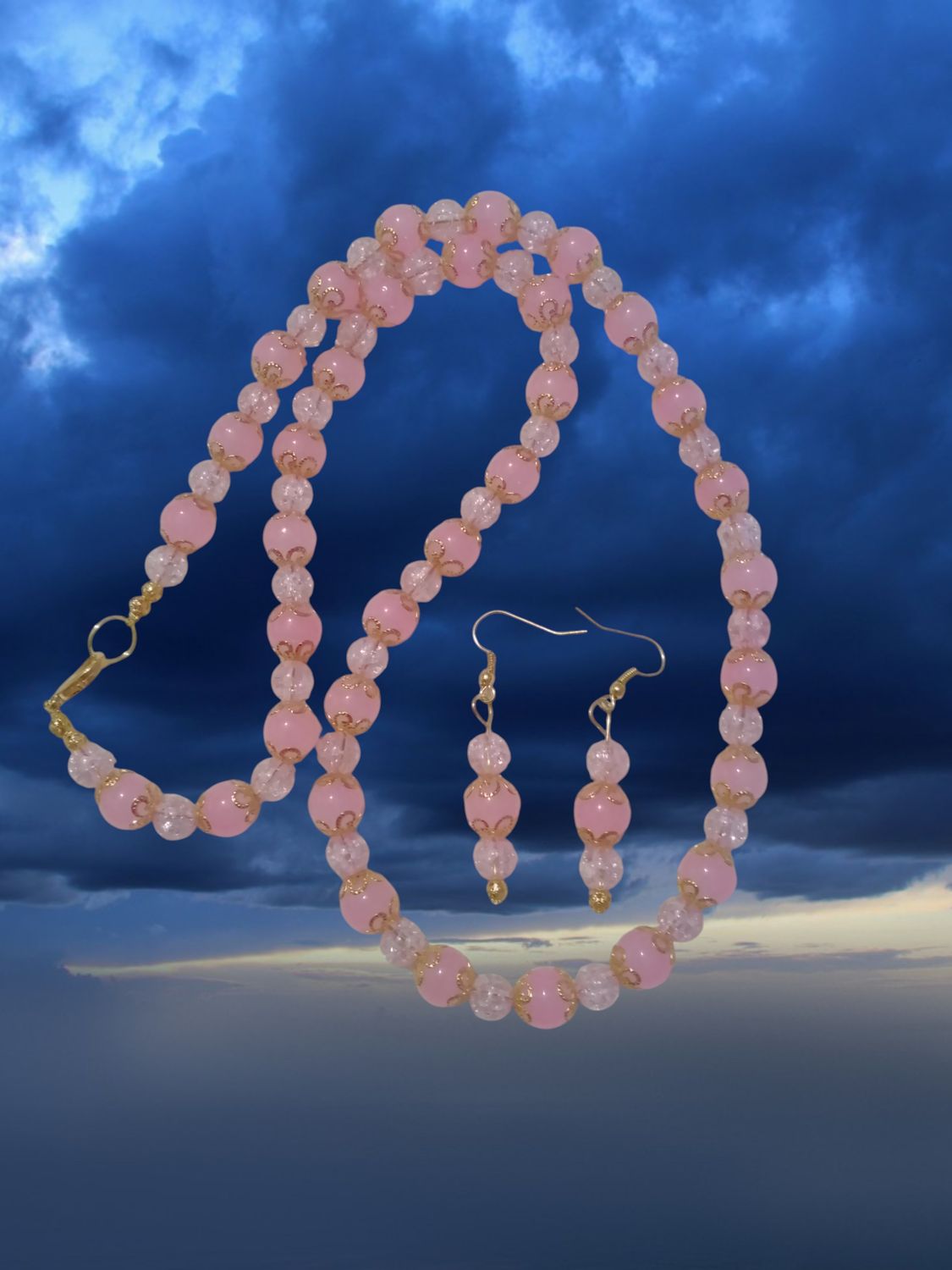 Pink Beaded Jewelry Set