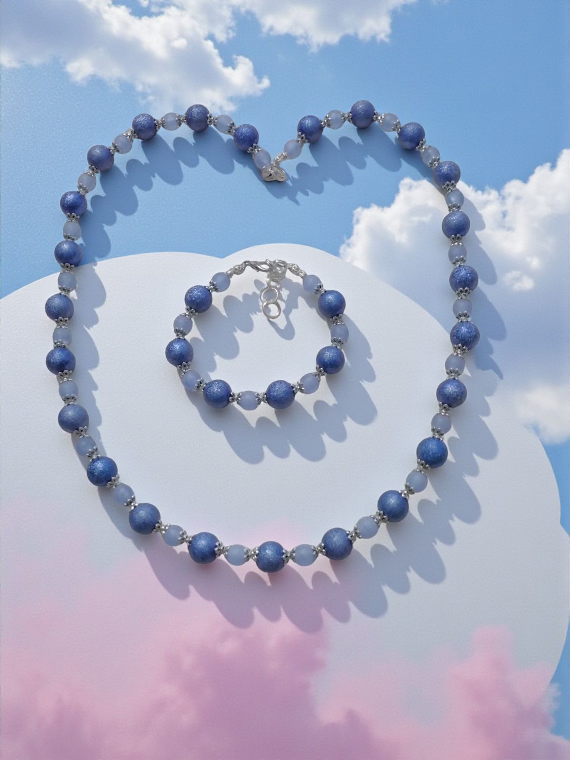 Blue Beaded Jewelry Set