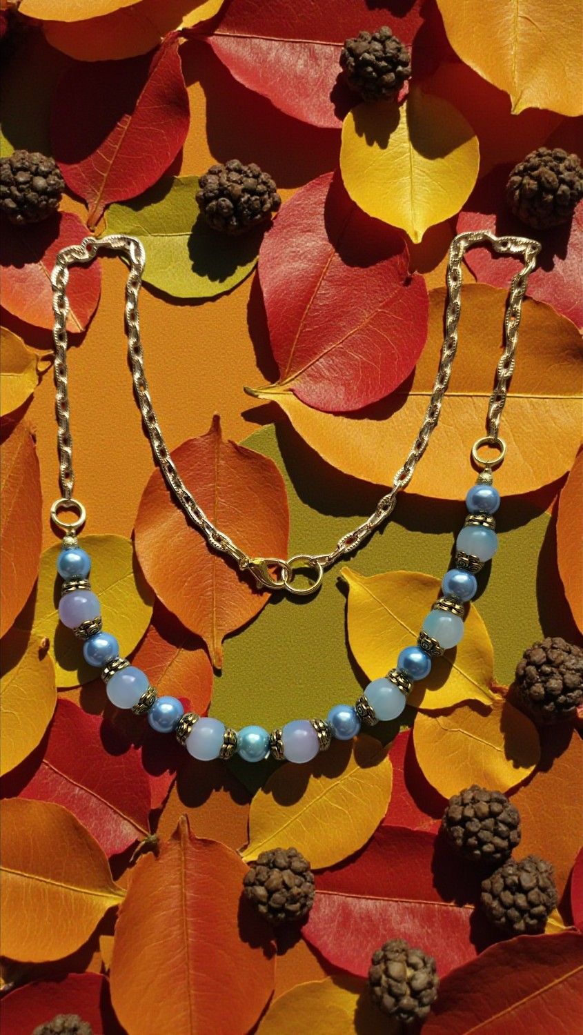 BLUE BEADED NECKLACE