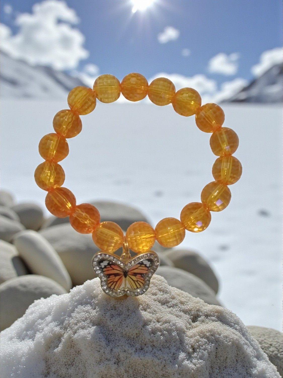 Butterfly Charm Beaded Bracelet