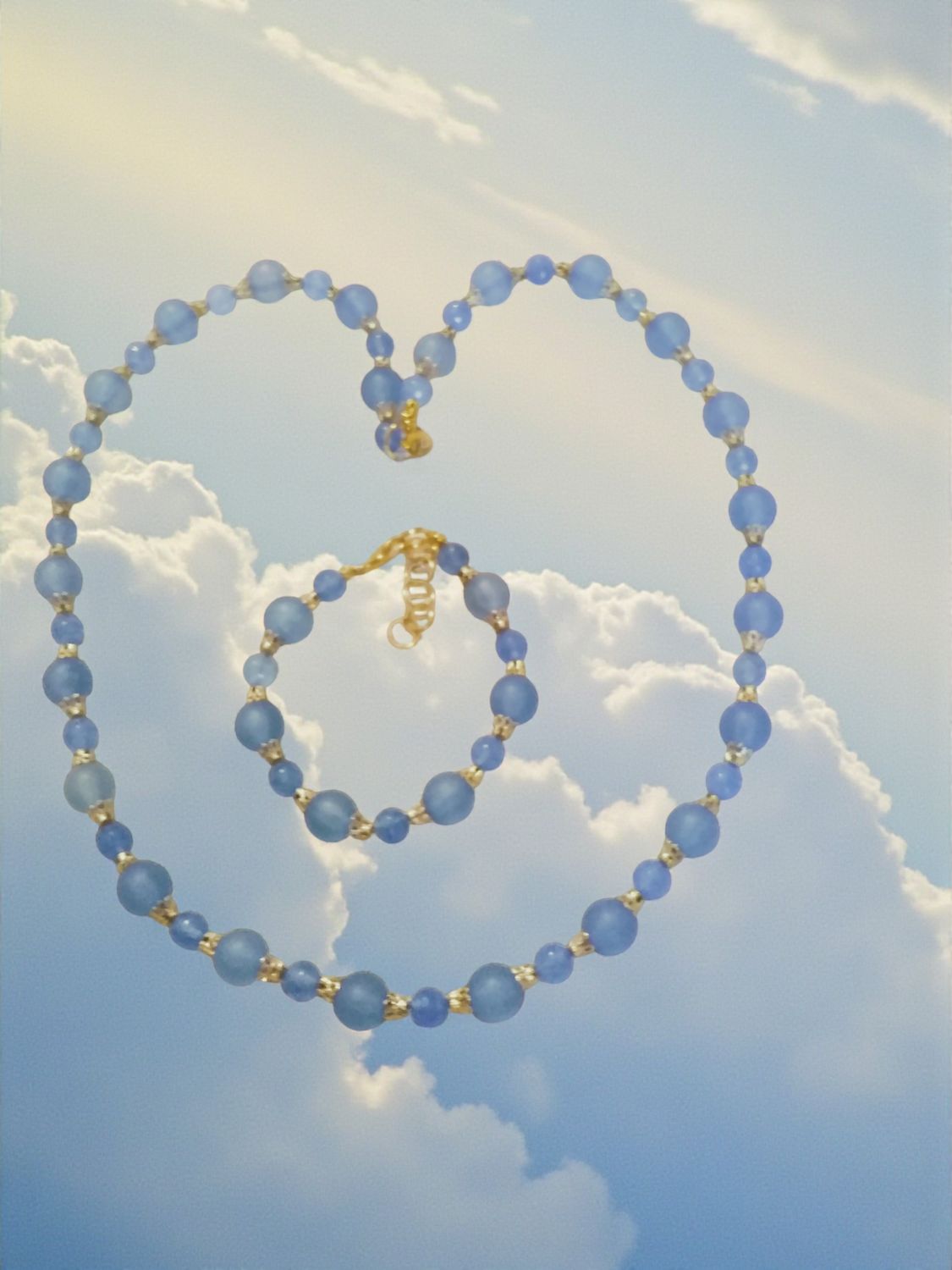 Blue Beaded Jewelry Set