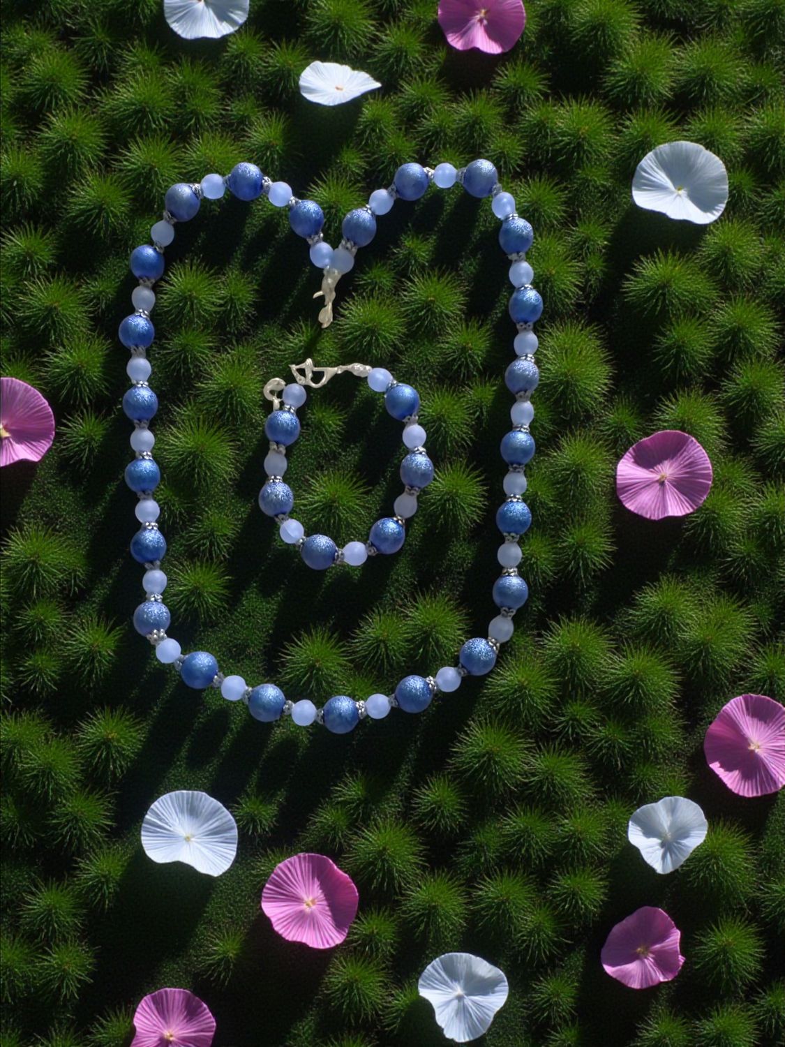 BLUE BEADED JEWELRY SET