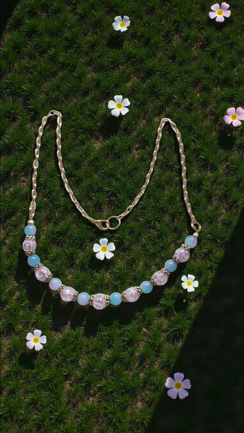 BLUE &amp; PURPLE BEADED NECKLACE