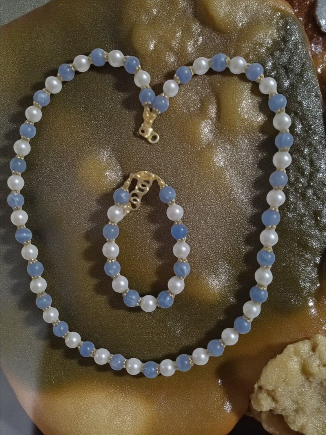 Blue &amp; White Beaded Jewelry Set
