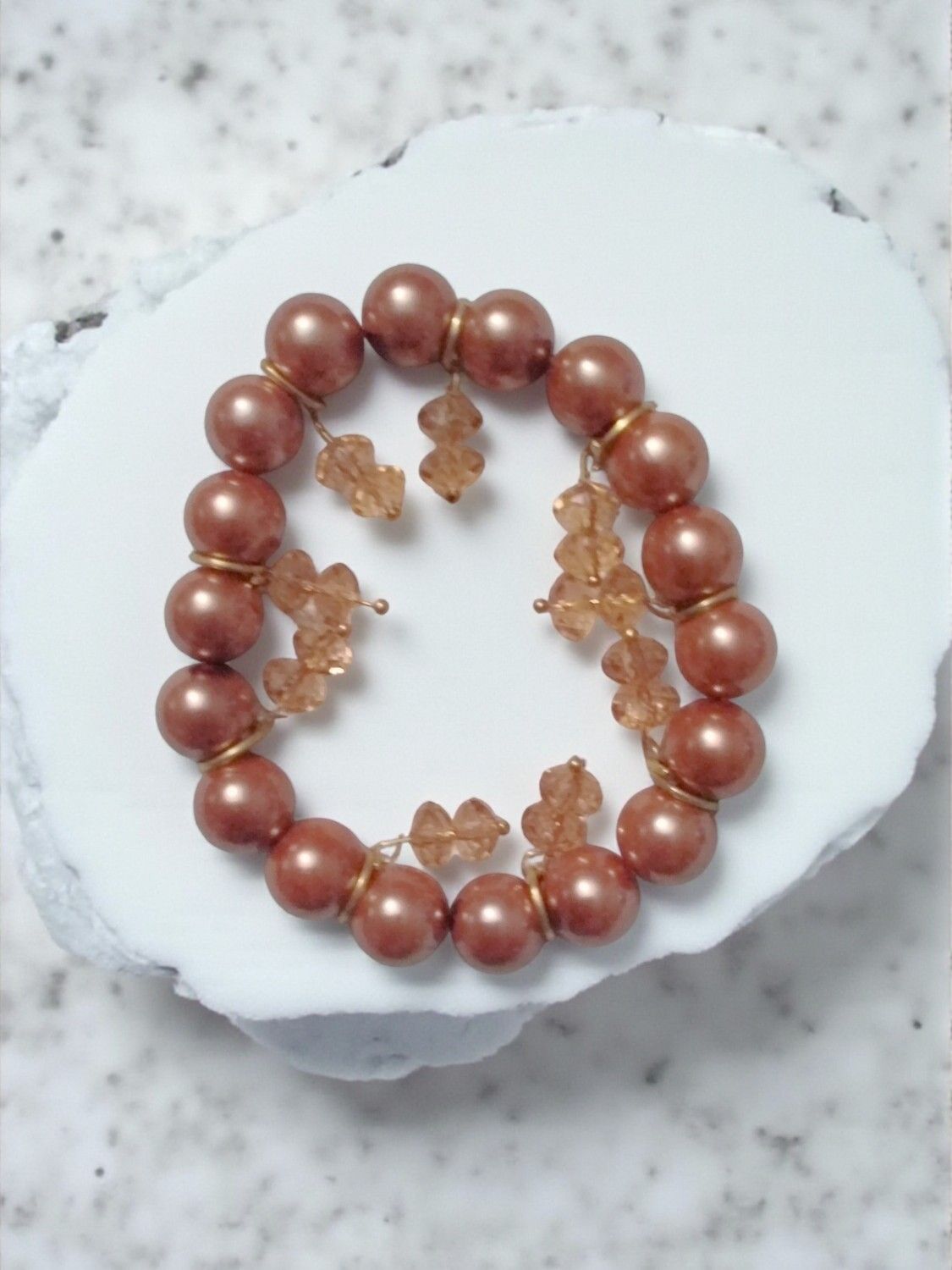 Brown Beaded Charm Bracelet