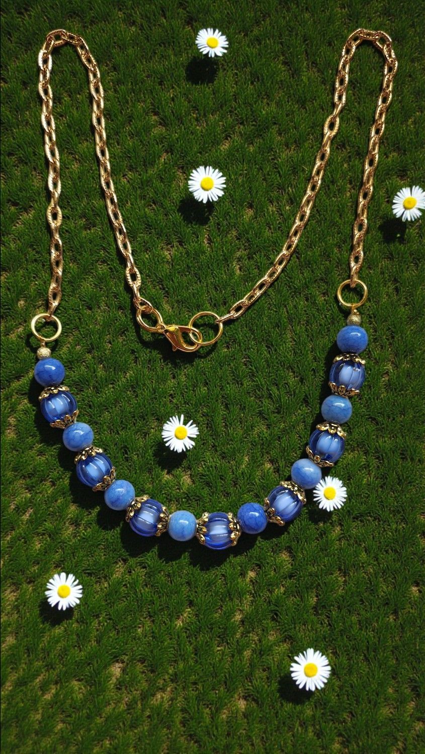 BLUE BEADED NECKLACE