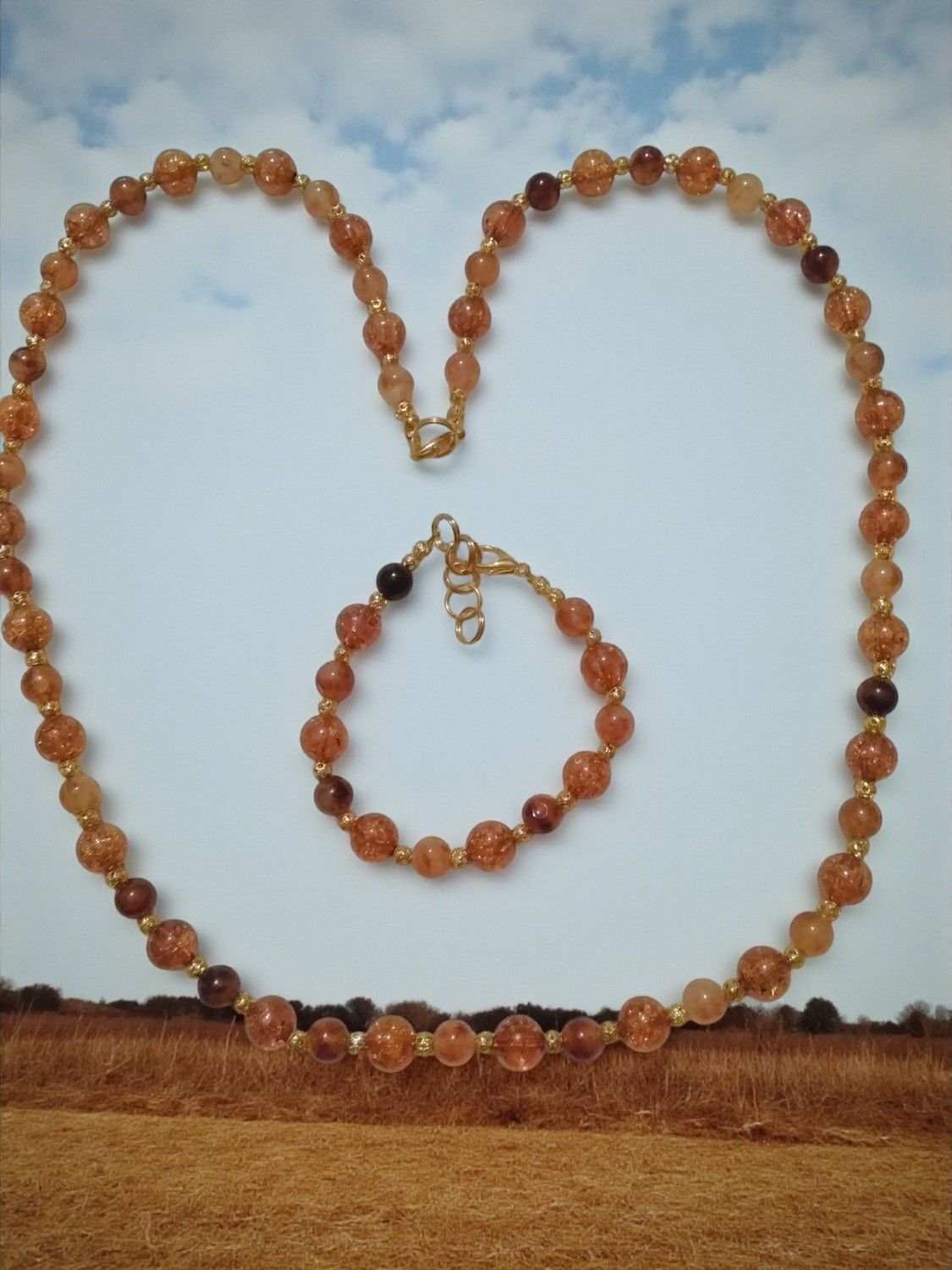 Brown Beaded Jewelry Set