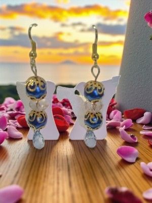 Blue Beaded Earrings
