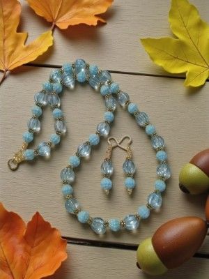 Aqua Beaded Jewelry Set