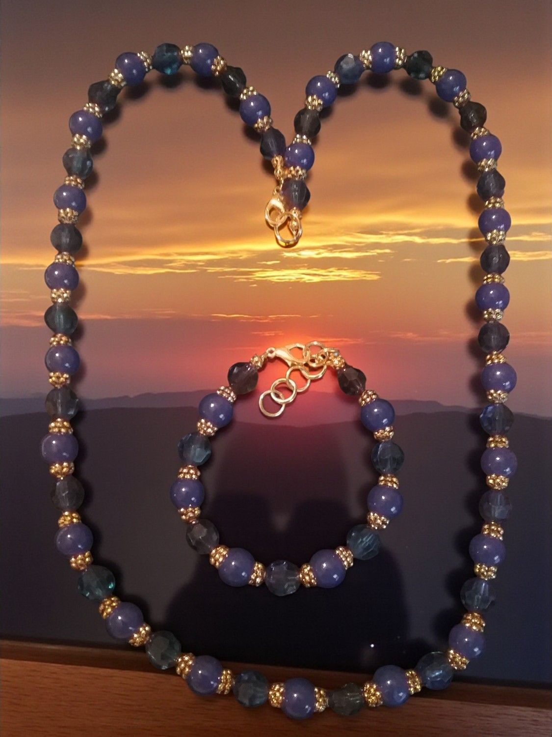 Blue Beaded Jewelry Set