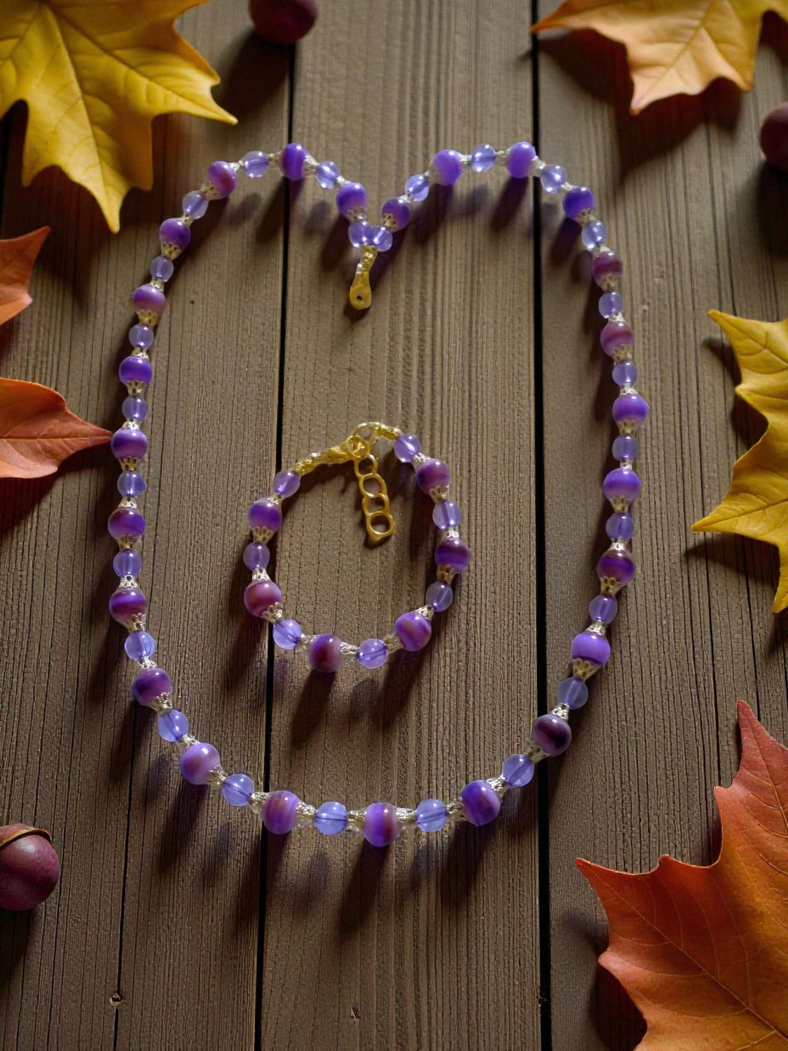 PURPLE BEADED JEWELRY SET