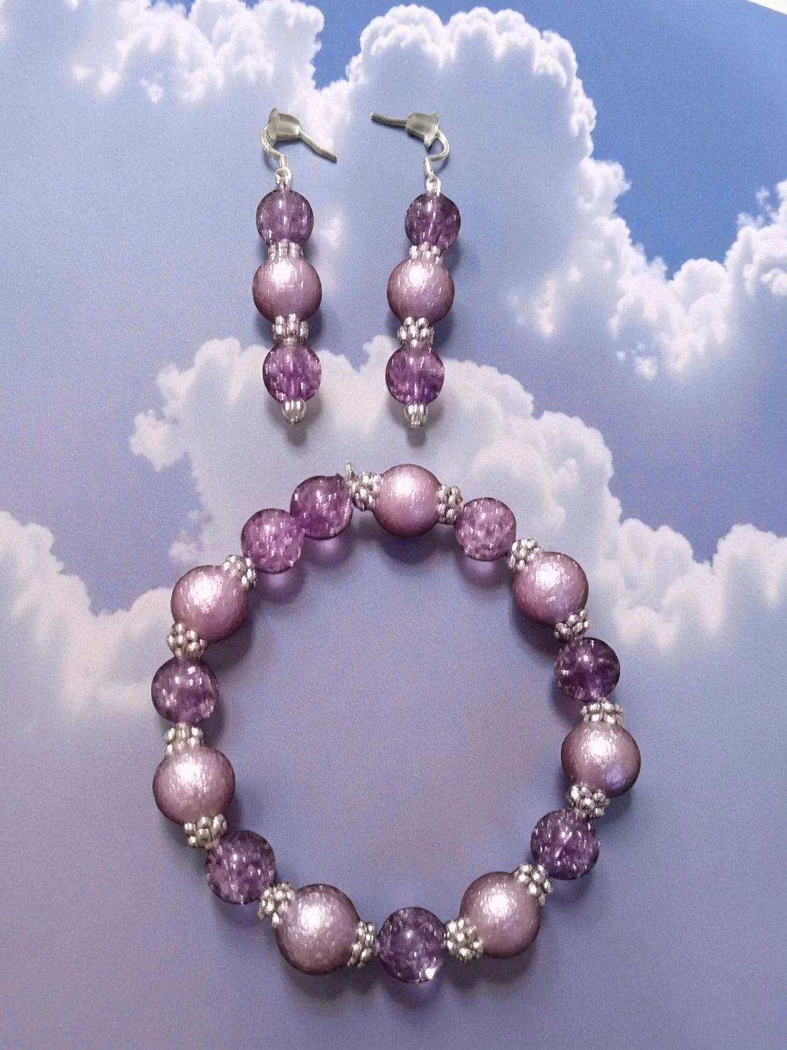 PURPLE BEADED JEWELRY SET