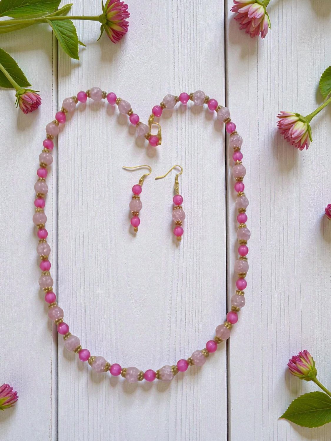 Pink Beaded Jewelry Set