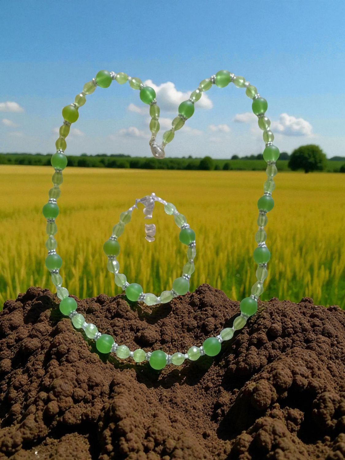 GREEN BEADED JEWELRY SET