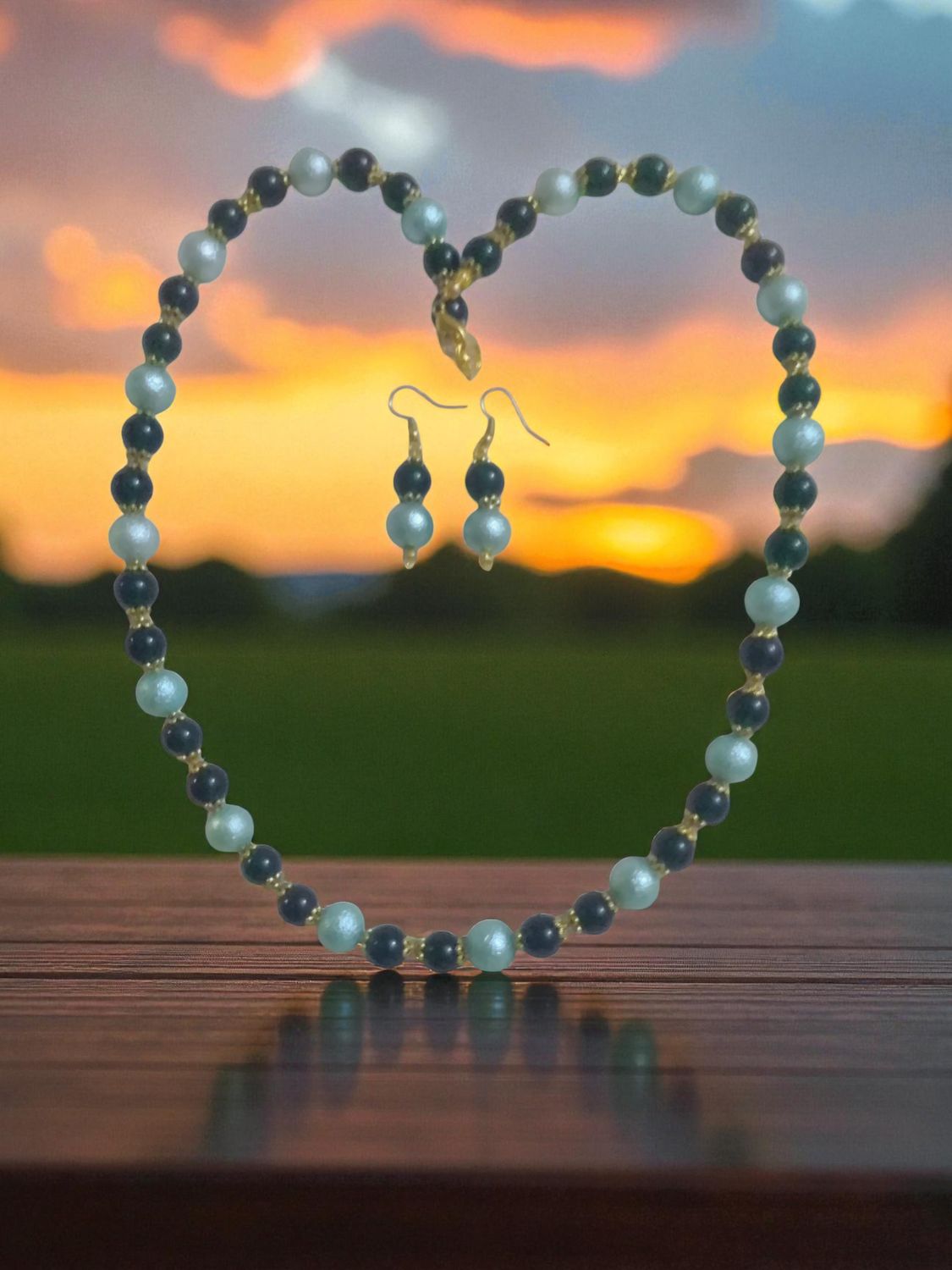 Green Beaded Jewelry Set