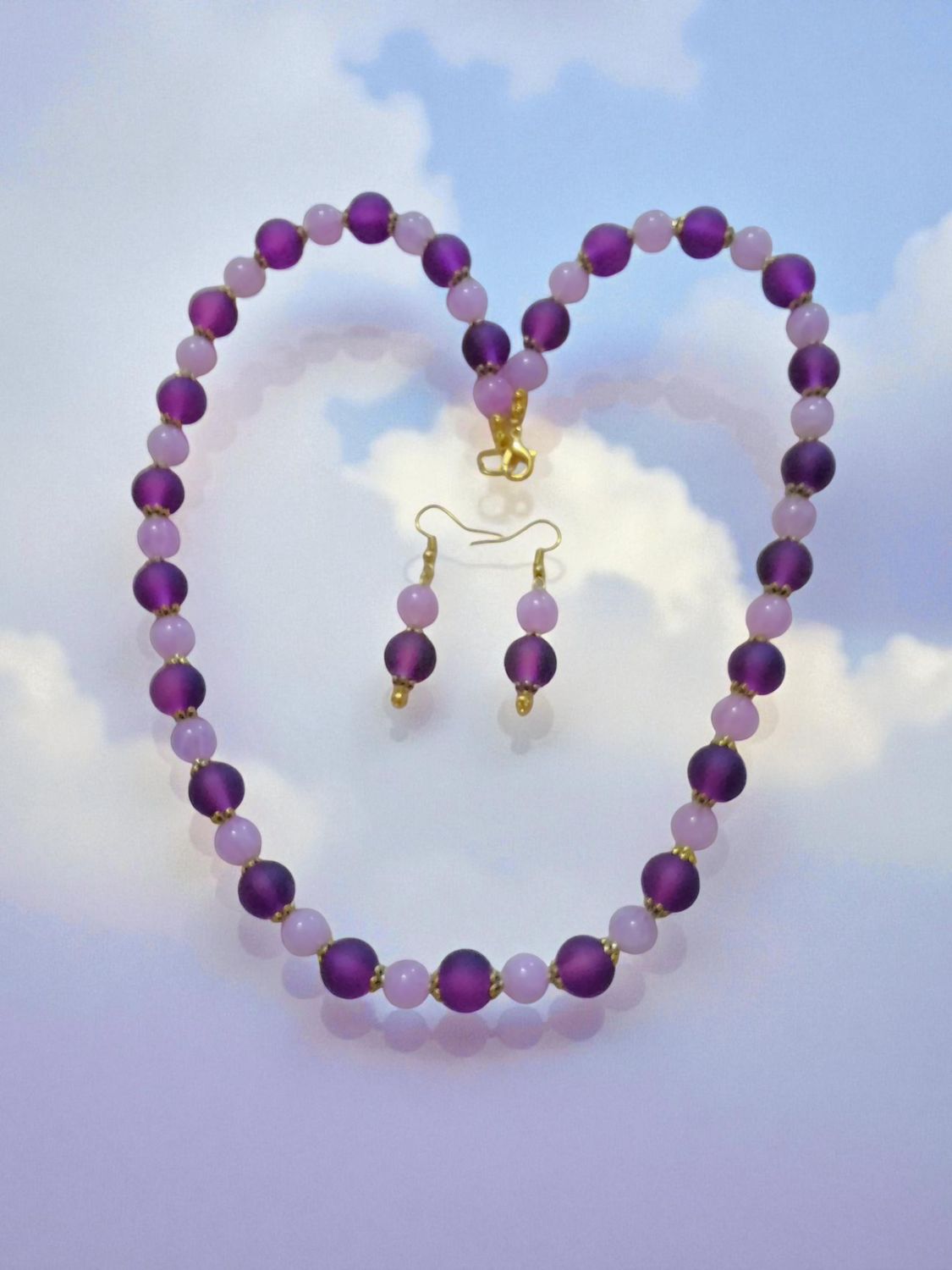 PURPLE BEADED JEWELRY SET