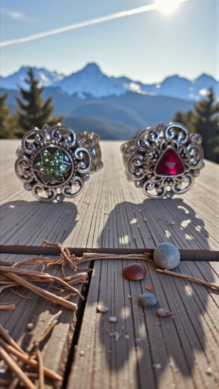 Green Ring &amp; Red Ring  - 2 Rings    (3636)