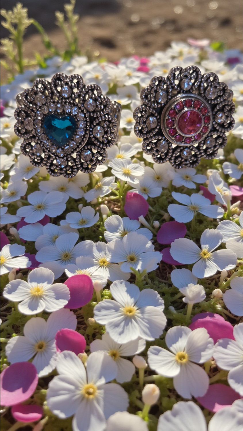 Turquoise Ring &amp; Pink Ring  -  2 Rings       (4689)