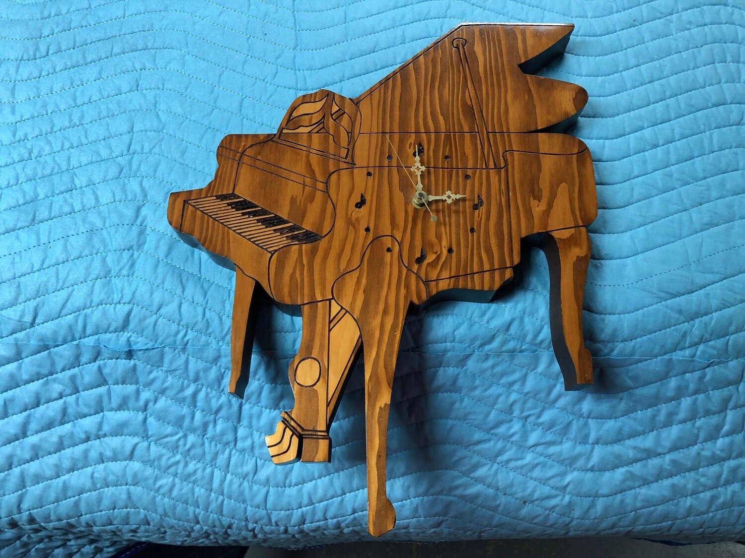 Grand Piano Carved Wooden Clock