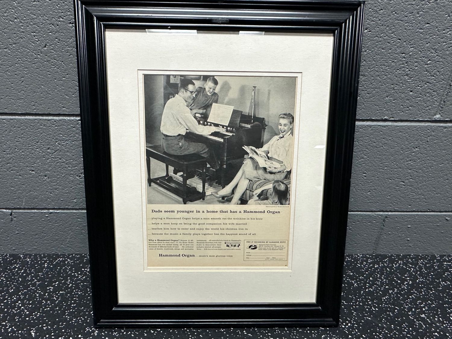 1957 Hammond Organ Company Framed Ad