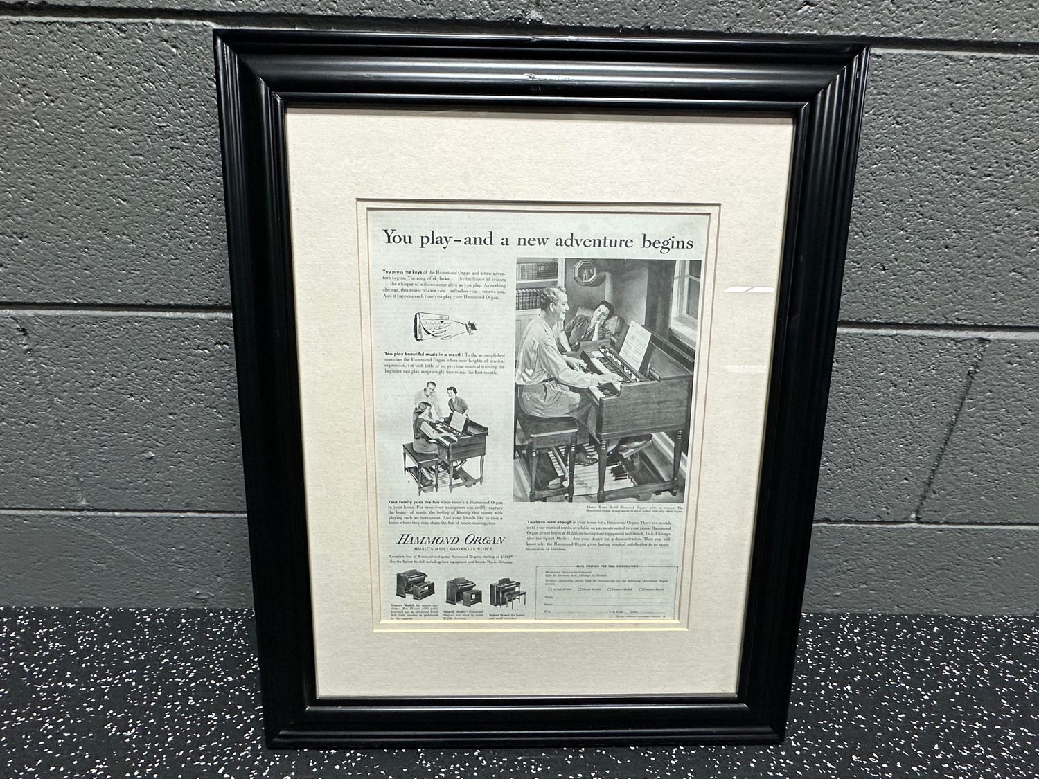 1952 Hammond Organ Company Framed Ad