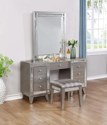 METALLIC MERCURY FINISH VANITY SET