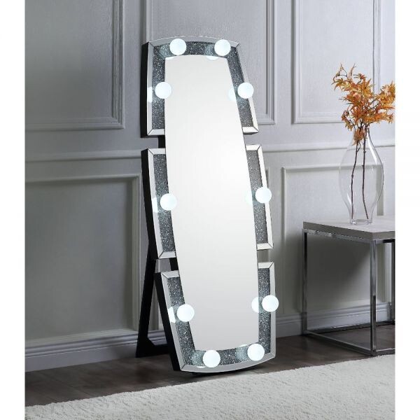 FLOOR MIRROR WITH BULB LIGHTS