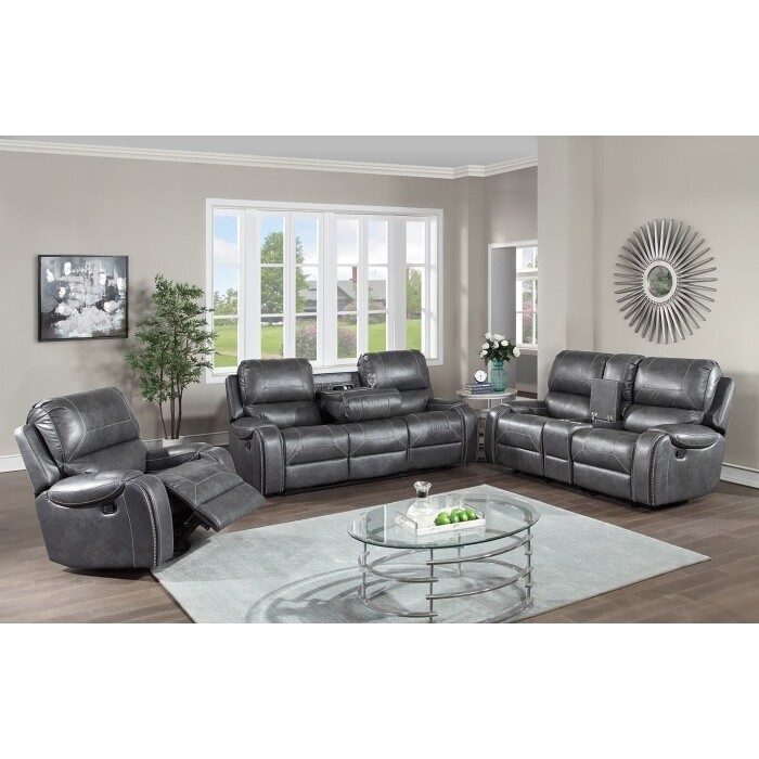 3 PC LEATHER ROCKING RECLINER MANUAL SET