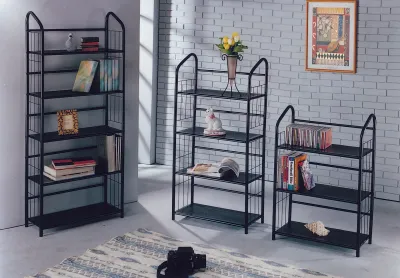 MULTIPLE TIER METAL BLACK BOOKSHELVES