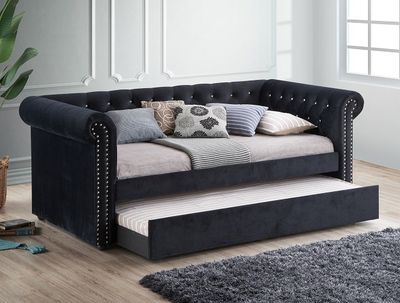 TUFTED TWIN DAYBED W TRUNDLE