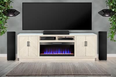 MEDIA CONSOLE WITH ADJUSTIBLE FIREPLACES