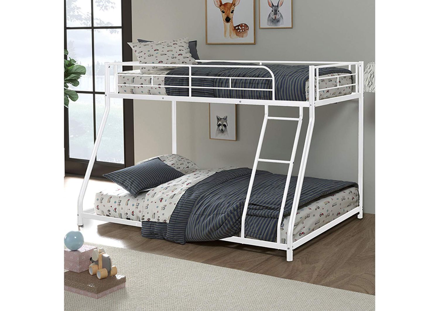 BUNK METAL BED WTH/GRAY/SLV