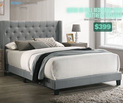 QUEEN OR FULL BEDFRAME WITH MATTRESS INCLUDED