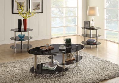 COFFEE TABLE GLASS TOP TEMPERED BK SET