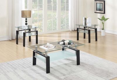 COFFEE TABLE SQUARE GLASS TOP SET
