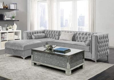 VELVET SECTIONAL WITH STORAGE