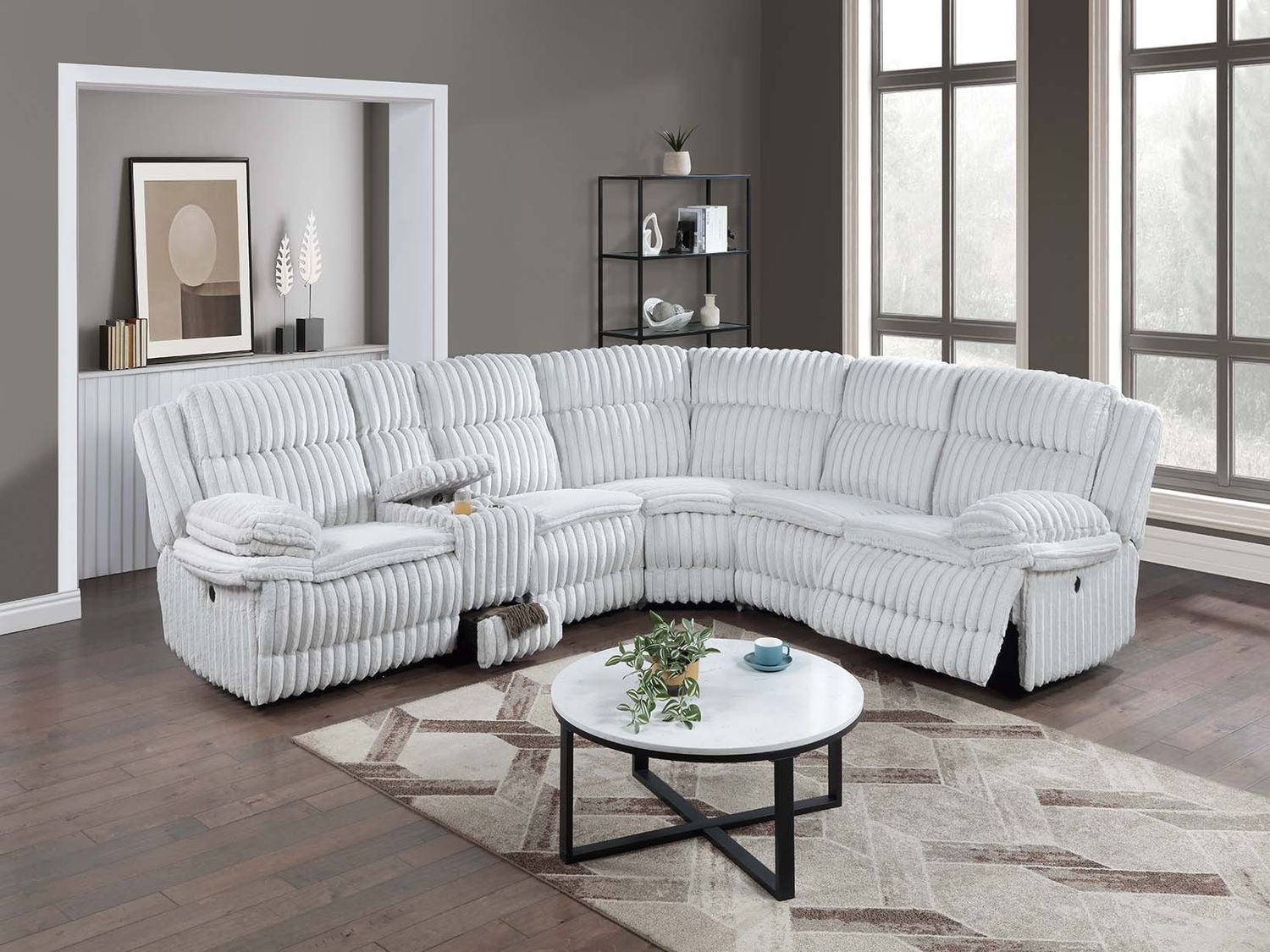 LIGHT GRAY SECTIONAL RECLINER