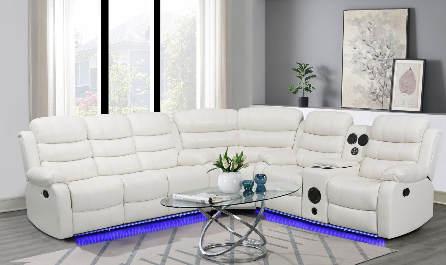 SECTIONAL WITH BLUETOOH SPEAKER AND LED