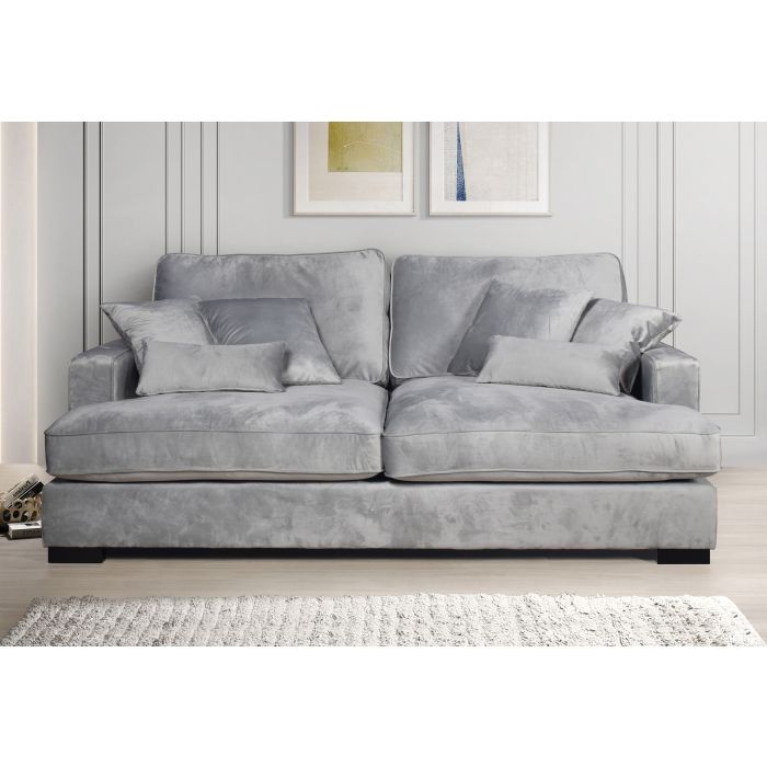 VELVET GRAY OVERSIZED LOVESEAT