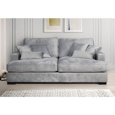 VELVET GRAY OVERSIZED LOVESEAT