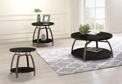3-piece Round Coffee and End Table Set Dark Charcoal