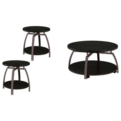 3-piece Round Coffee and End Table Set Dark Charcoal