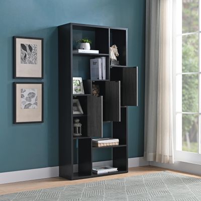 BOOKCASE BLACK &amp; DISTRESSED GREY