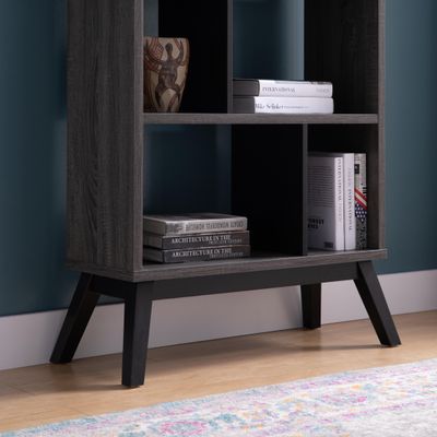 BOOKCASE DISTRESSED GREY &amp; BLACK