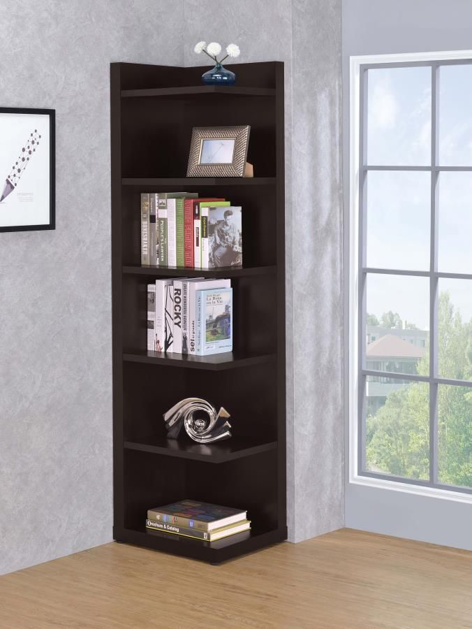 71-inch 6-shelf Corner Bookcase Cappuccino