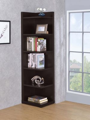 71-inch 6-shelf Corner Bookcase Cappuccino