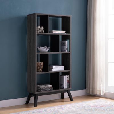 BOOKCASE DISTRESSED GREY &amp; BLACK