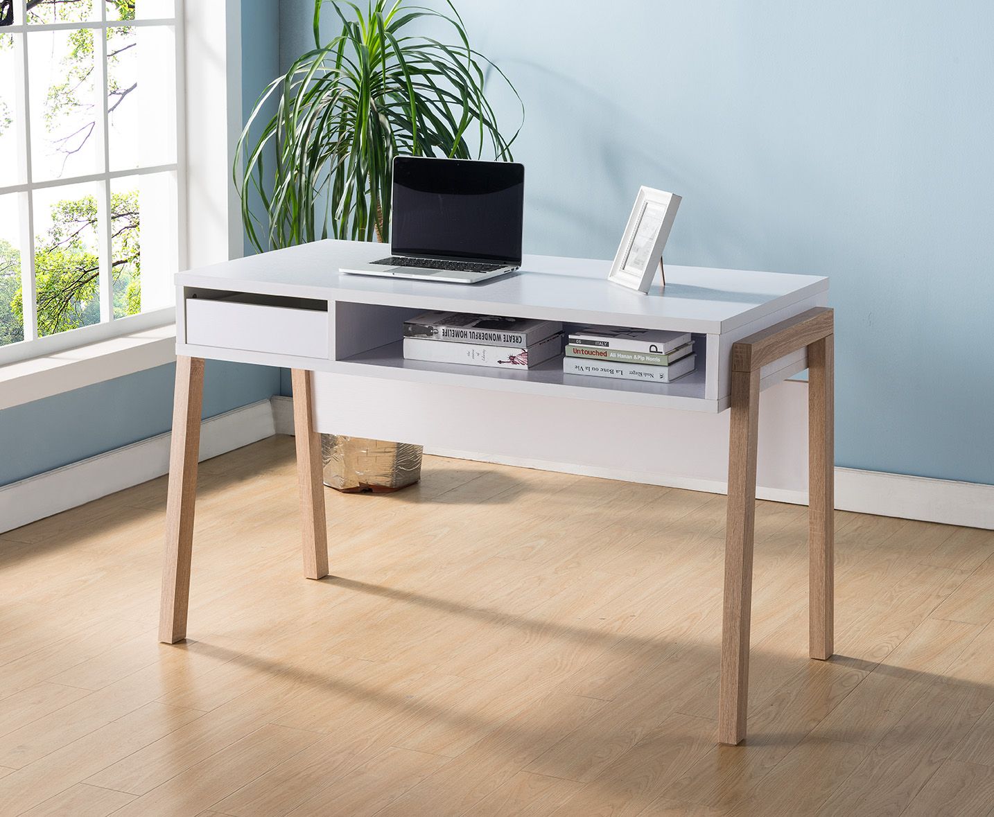 DESK - WHITE &amp; WEATHERED WHITE