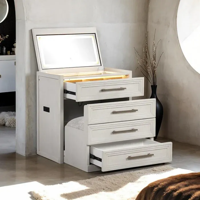 BEDSIDE VANITY SET WITH STOOL