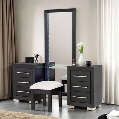 BLACK VANITY WITH STOOL